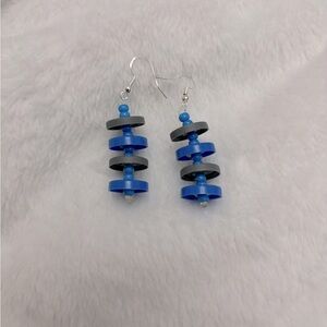 Blue and Gray Medicine Cap Earrings UK Colors